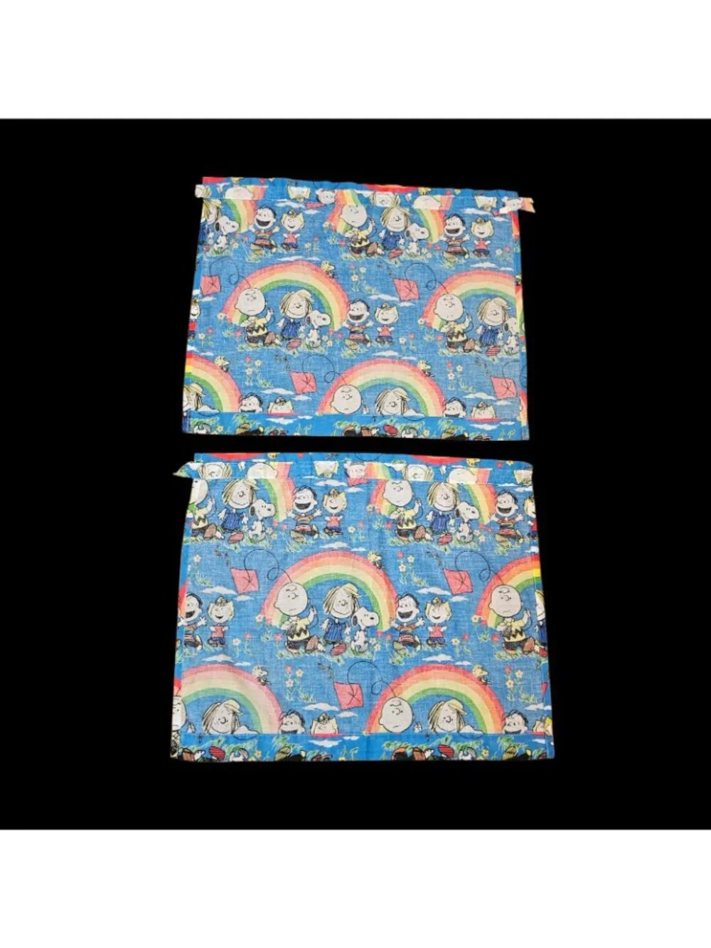 VTG Peanuts Rainbow Race Day Charlie Brown Snoopy Window‎ Valances 2 29